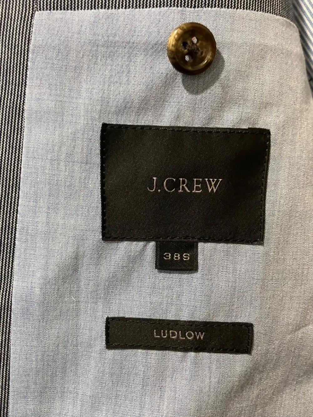 J Crew Ludlow Slim Suit Jacket Blazer Cotton White Navy Stripe - Picture 9 of 10